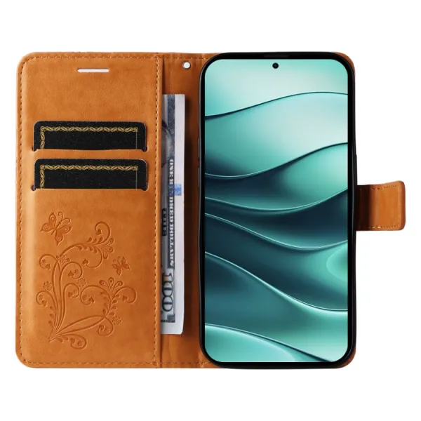ART BUTTERFLY Peňaženkový obal pre Xiaomi Redmi Note 14 5G žltý