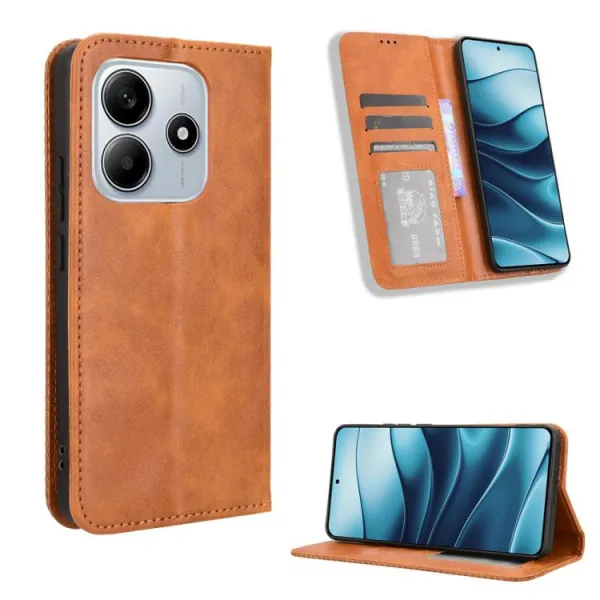 BUSINESS Peňaženkové puzdro pre Xiaomi Redmi Note 14 hnedé