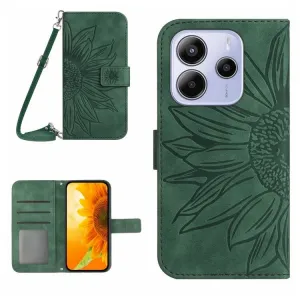 ART SUNFLOWER Peňaženkový obal so šnúrkou pre Xiaomi Redmi Note 14 zelený