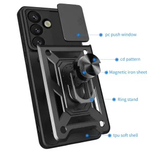 RING CAMERA Kryt s držiakom pre Samsung Galaxy S25 5G strieborný