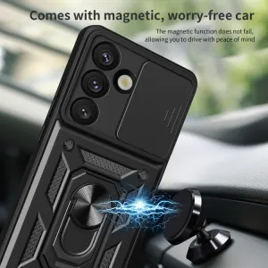 RING CAMERA Kryt s držiakom pre Samsung Galaxy S25 5G strieborný