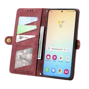 GEOM Peňaženkové puzdro pre Samsung Galaxy S25 5G červené