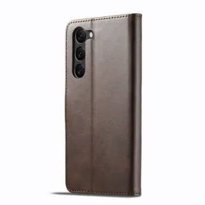 IMEEKE Peňaženkový obal pre Samsung Galaxy S25 5G tmavohnedý