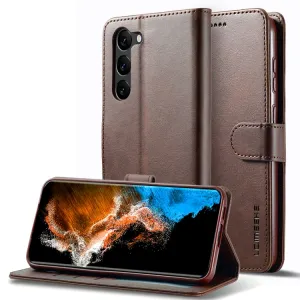 IMEEKE Peňaženkový obal pre Samsung Galaxy S25 5G tmavohnedý