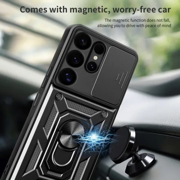 RING CAMERA Kryt s držiakom pre Samsung Galaxy S25 Ultra 5G modrý