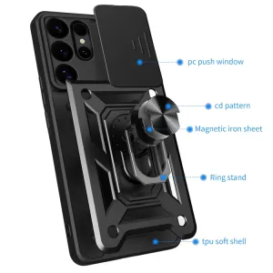 RING CAMERA Kryt s držiakom pre Samsung Galaxy S25 Ultra 5G modrý
