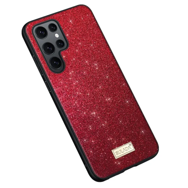SULADA GLITTER Trblietavý ochranný kryt Samsung Galaxy S25 Ultra 5G červený