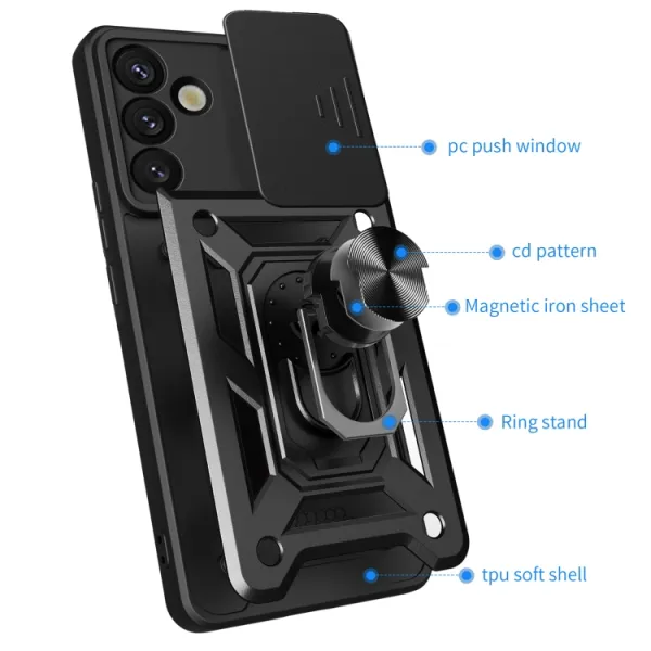 RING CAMERA Kryt s držiakom pre Samsung Galaxy S25+ 5G modrý
