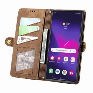 GEOM Peňaženkové puzdro pre Samsung Galaxy S25 Ultra 5G hnedé