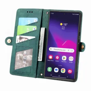GEOM Peňaženkové puzdro pre Samsung Galaxy S25 Ultra 5G zelené