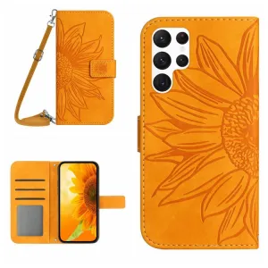 ART SUNFLOWER Peňaženkový obal so šnúrkou pre Samsung Galaxy S25 Ultra 5G žltý