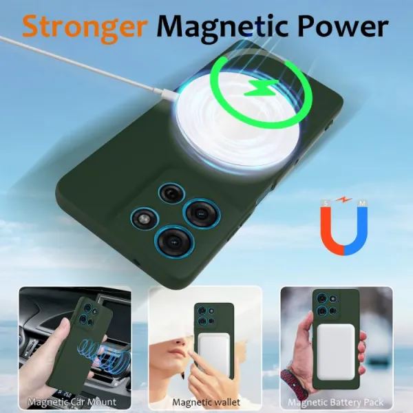 RUBBER MAGSAFE Silikónový kryt pre Motorola Moto G75 5G tmavozelený