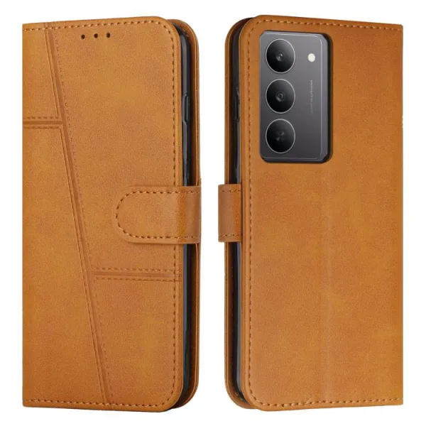 STITCHED Peňaženkový kryt pre Realme C75 / Realme 14x 5G svetlohnedý