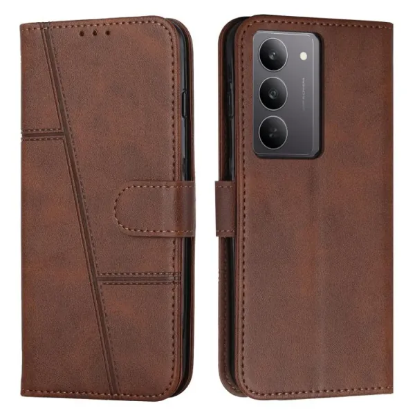 STITCHED Peňaženkový kryt pre Realme C75 / Realme 14x 5G tmavohnedý