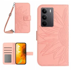 ART SUNFLOWER Peňaženkový obal so šnúrkou pre Realme C75 / Realme 14x 5G ružový