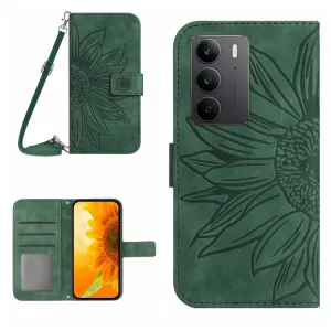ART SUNFLOWER Peňaženkový obal so šnúrkou pre Realme C75 / Realme 14x 5G zelený