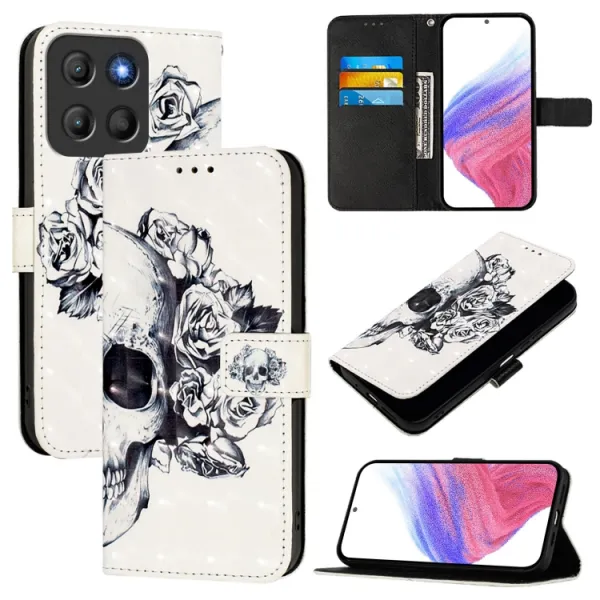ART Peňaženkový kryt pre Motorola Moto G15 / G15 Power SKULL