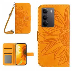 ART SUNFLOWER Peňaženkový obal so šnúrkou pre Realme C75 / Realme 14x 5G žltý