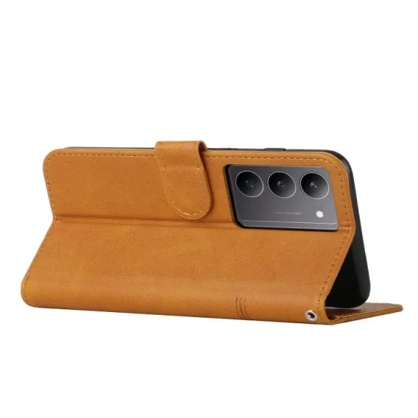 STITCHED Peňaženkový kryt pre Realme C75 / Realme 14x 5G svetlohnedý