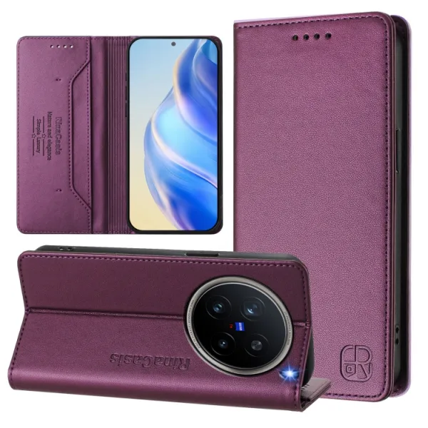 RINA Zaklápacie puzdro pre Vivo X200 Pro 5G tmavofialové