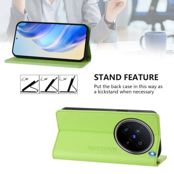 RINA Zaklápacie puzdro pre Vivo X200 Pro 5G svetlozelené