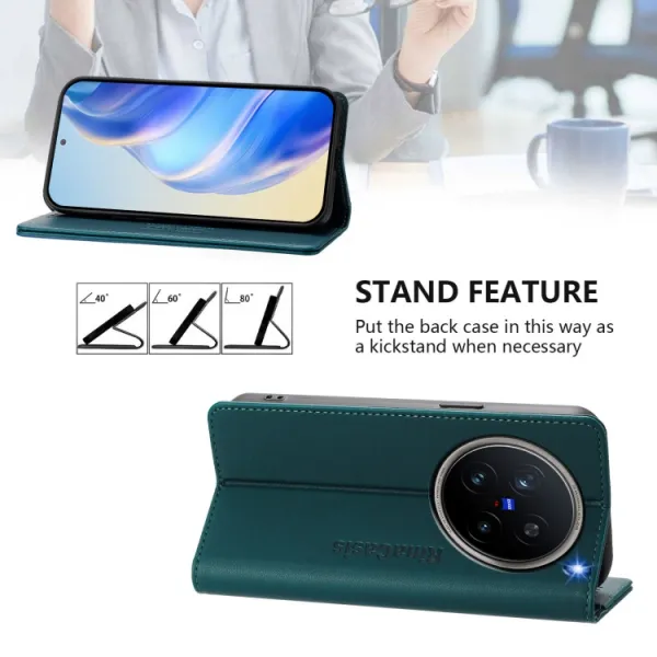 RINA Zaklápacie puzdro pre Vivo X200 Pro 5G tmavozelené