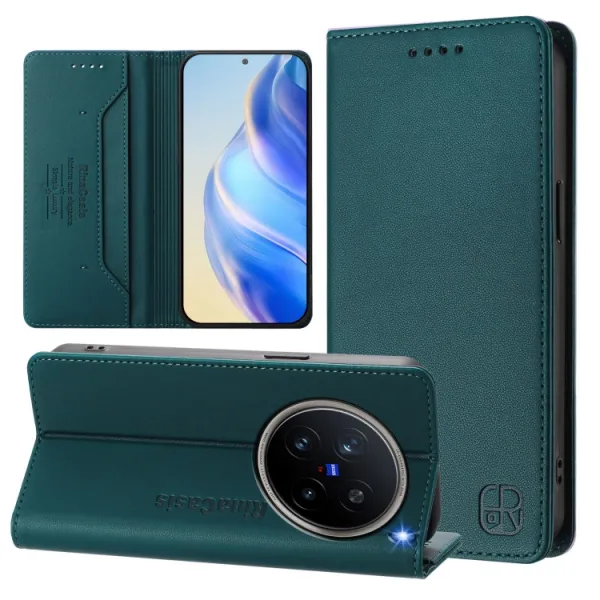 RINA Zaklápacie puzdro pre Vivo X200 Pro 5G tmavozelené