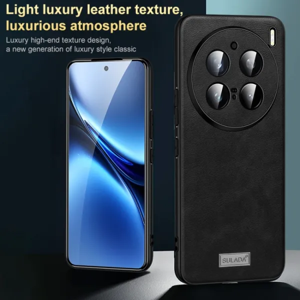 SULADA LEATHER Ochranný kryt Vivo X200 Pro 5G hnedý