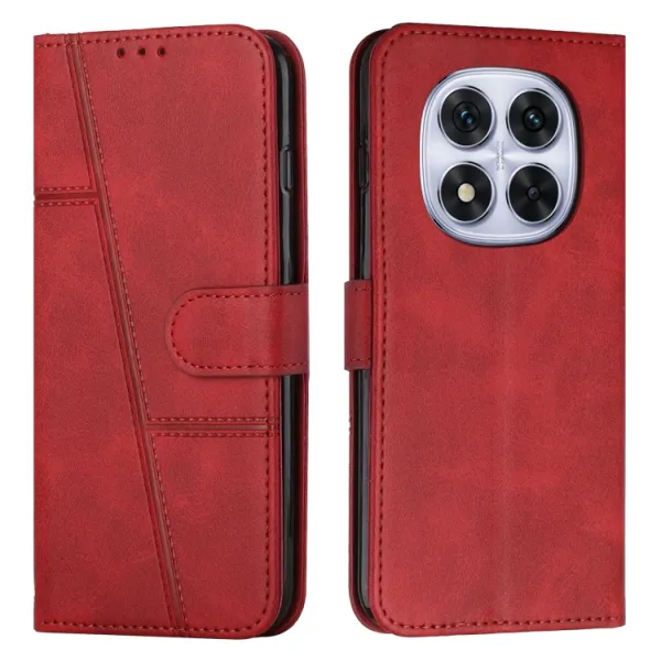 STITCHED Peňaženkový kryt pre Xiaomi Redmi Note 14 Pro 5G červený