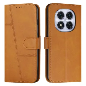 STITCHED Peňaženkový kryt pre Xiaomi Redmi Note 14 Pro 5G svetlohnedý