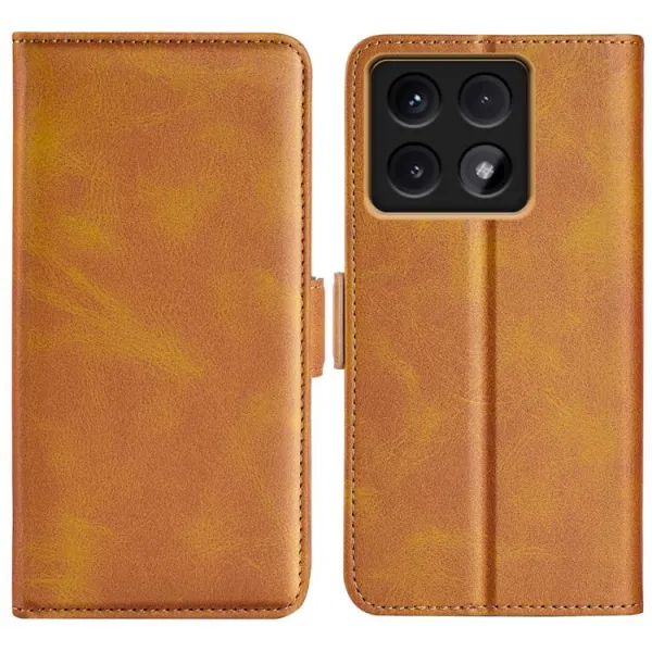 SIDE Peňaženkové puzdro pre Xiaomi 14T svetlohnedé