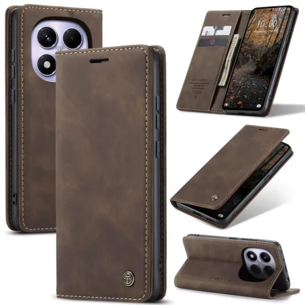 CASEME Flipové puzdro pre Xiaomi Redmi Note 14 Pro tmavohnedé