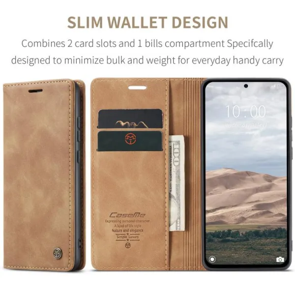 CASEME Flipové puzdro pre Xiaomi Redmi Note 14 Pro svetlohnedé