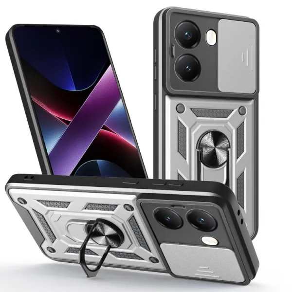 RING CAMERA Kryt s držiakom pre Xiaomi Poco X7 Pro strieborný
