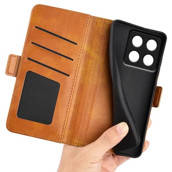 SIDE Peňaženkové puzdro pre Xiaomi 14T Pro svetlohnedé