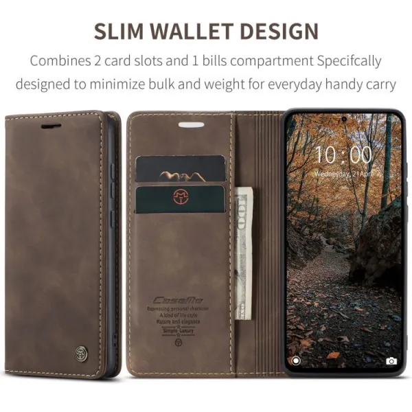 CASEME Flipové puzdro pre Xiaomi Redmi Note 14 Pro tmavohnedé
