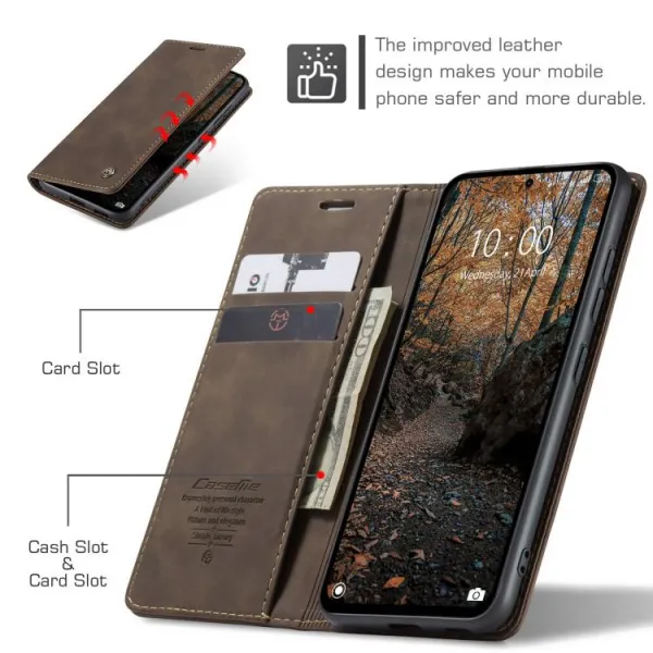 CASEME Flipové puzdro pre Xiaomi Redmi Note 14 Pro tmavohnedé