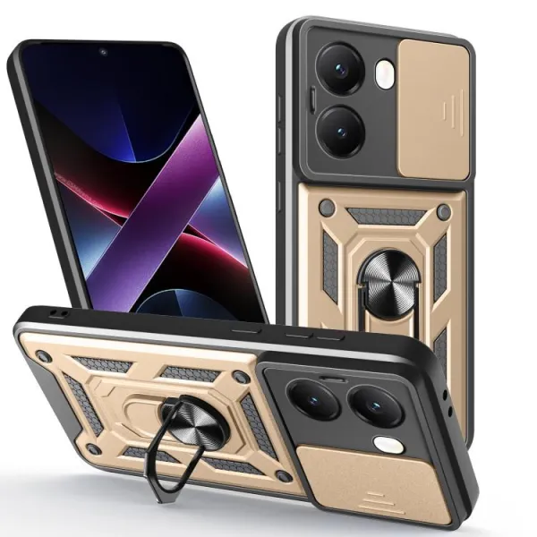 RING CAMERA Kryt s držiakom pre Xiaomi Poco X7 Pro zlatý
