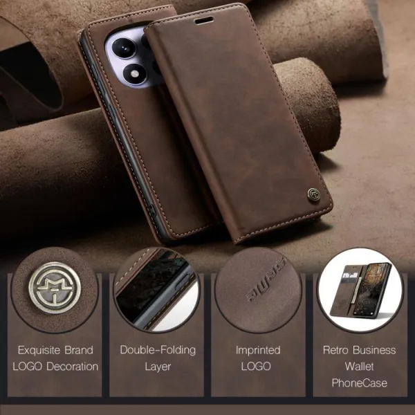 CASEME Flipové puzdro pre Xiaomi Redmi Note 14 Pro tmavohnedé