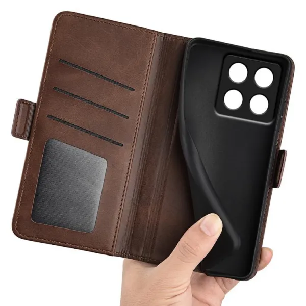 SIDE Peňaženkové puzdro pre Xiaomi 14T Pro tmavohnedé