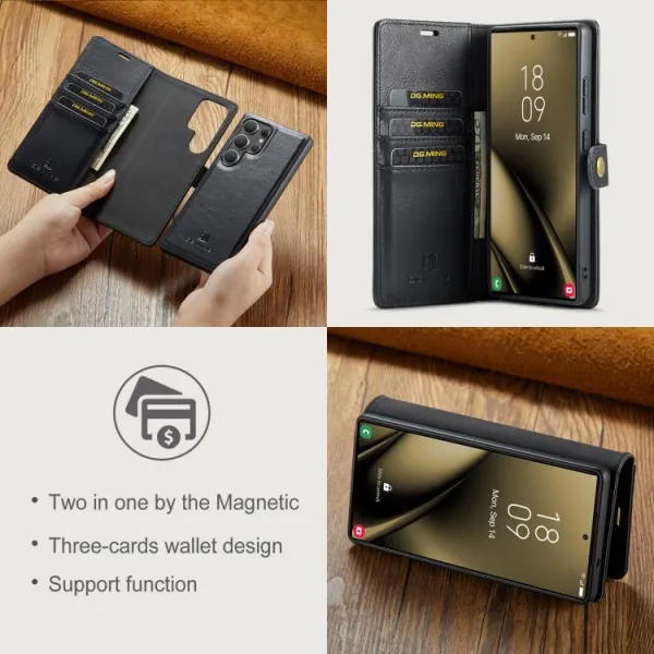 DG.MING Peňaženkový obal 2v1 Samsung Galaxy S25 Ultra 5G čierny
