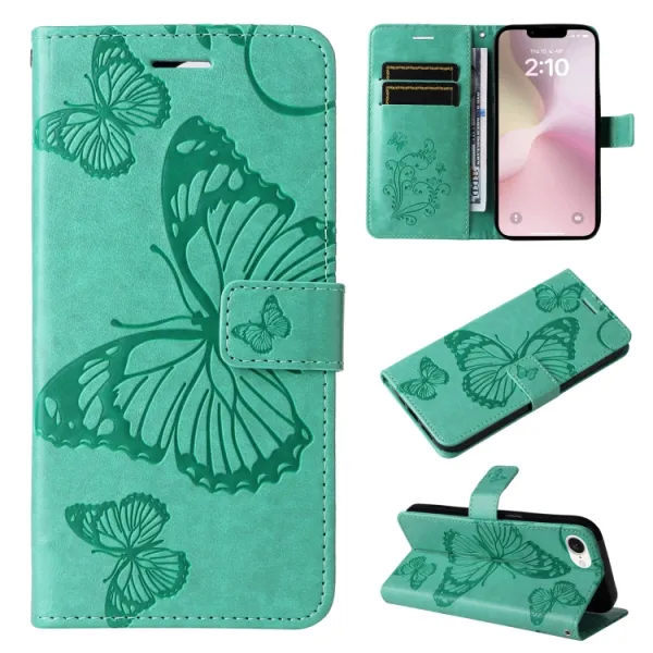ART BUTTERFLY Peňaženkový obal pre Apple iPhone 16e / iPhone 17e zelený