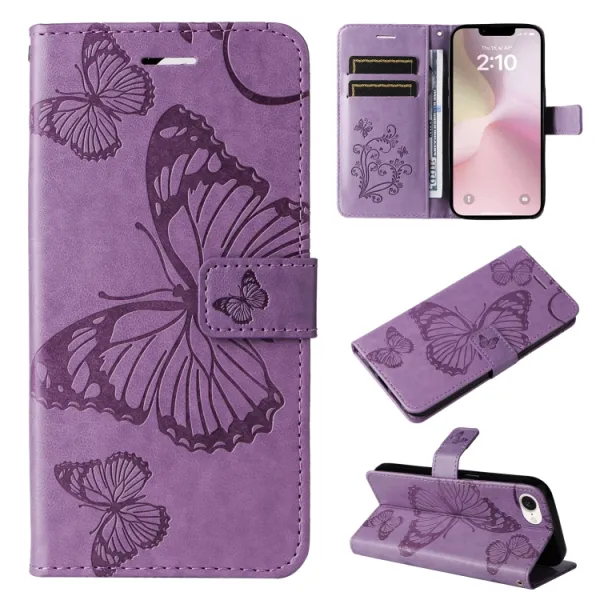 ART BUTTERFLY Peňaženkový obal pre Apple iPhone 16e / iPhone 17e fialový