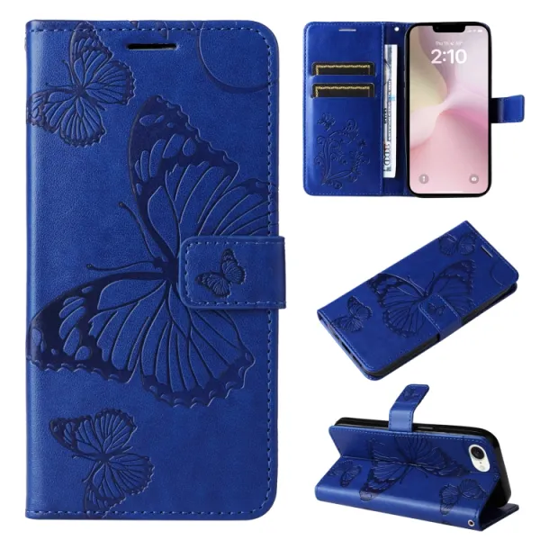 ART BUTTERFLY Peňaženkový obal pre Apple iPhone 16e / iPhone 17e modrý