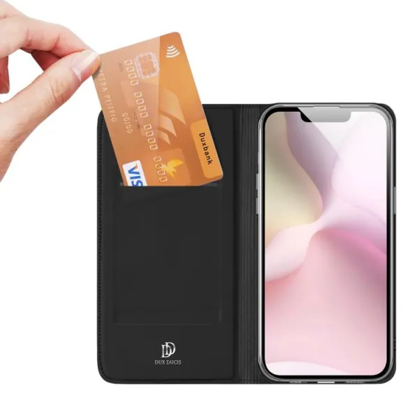 Dux Ducis Skin Pro knižkové puzdro na iPhone 16e, čierne