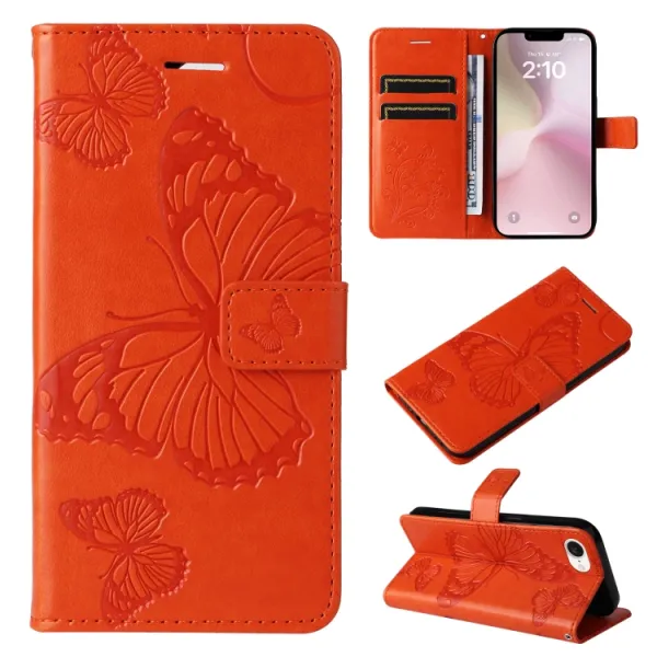 ART BUTTERFLY Peňaženkový obal pre Apple iPhone 16e / iPhone 17e oranžový