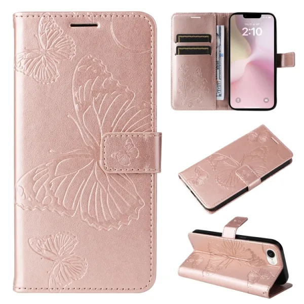 ART BUTTERFLY Peňaženkový obal pre Apple iPhone 16e / iPhone 17e ružový