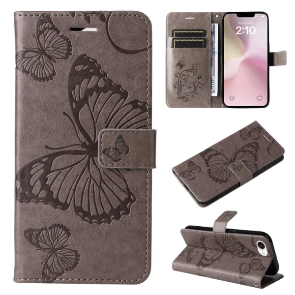 ART BUTTERFLY Peňaženkový obal pre Apple iPhone 16e / iPhone 17e šedý