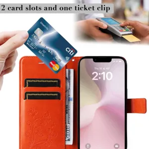 ART BUTTERFLY Peňaženkový obal pre Apple iPhone 16e / iPhone 17e oranžový