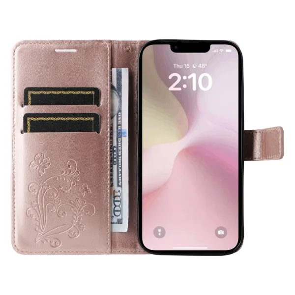 ART BUTTERFLY Peňaženkový obal pre Apple iPhone 16e / iPhone 17e ružový